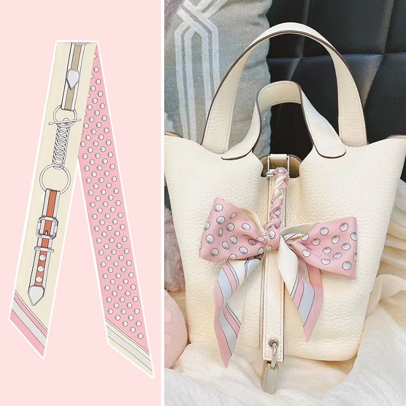 Travel Accessories Pouch - Women Summer Pink Polka Dot Scarf