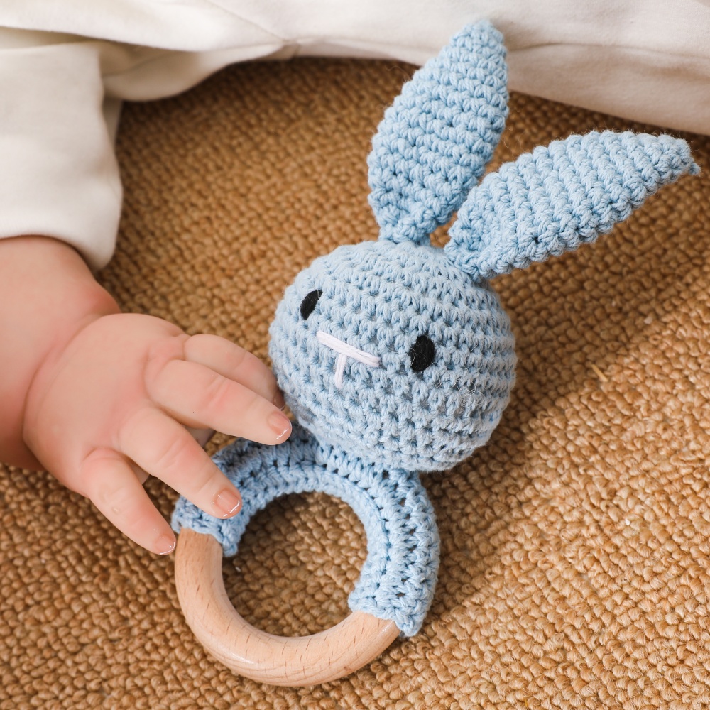 Wooden Baby Rattle Toy Handmad - Travel Accessories For 1 Year Old recension och pris