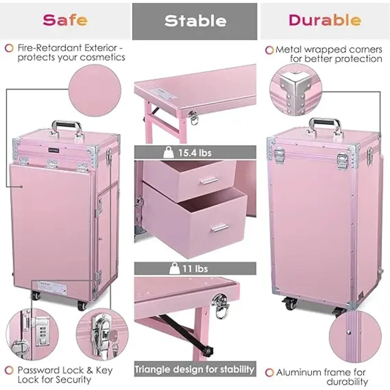 Rolling Manicure Table Foldabl - Travel Accessories In Train recension och pris